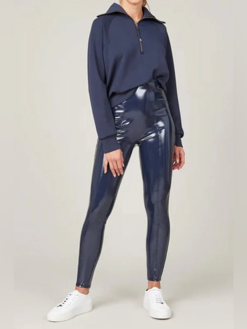 spanx Faux patent‎ leather leggings in port navy